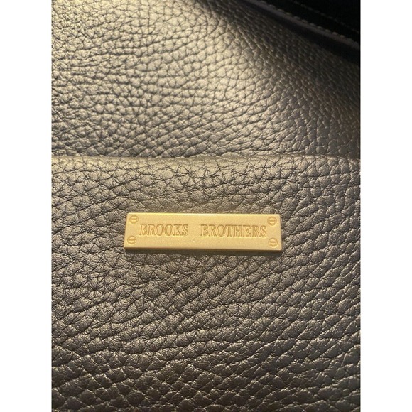 New BROOKS BROTHERS Pebbled Brown Leather Travel Luggage Weekend Bag w/ Lock&key - Picture 13 of 16